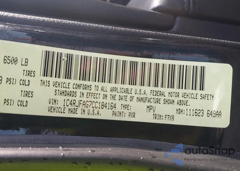 2012 Jeep Grand Cherokee Laredo from USA, damaged, VIN 1C4RJFAG7CC184164